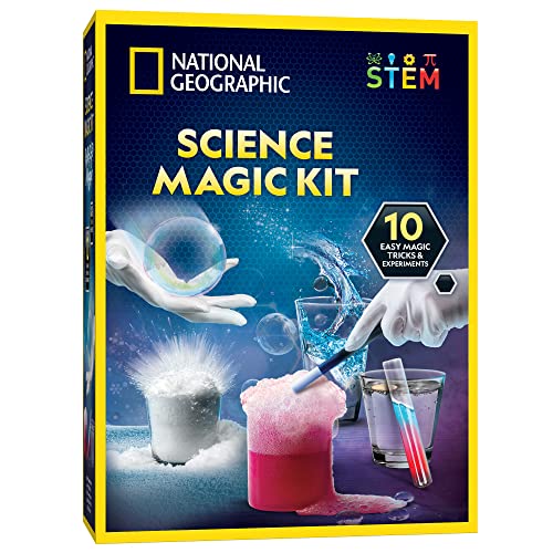 National Geographic Magic Chemistry Set - Perform Amazing Easy Tricks with Science, Create a Magic Show with White Gloves & Magic Wand, Great Stem Learning Science Gift for Boys and Girls