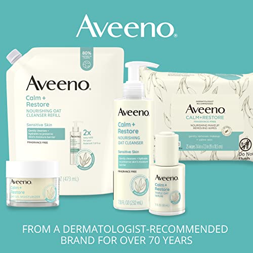 Aveeno Calm + Restore Triple Oat Hydrating Face Serum for Sensitive Skin, Gentle & Lightweight Facial Serum to Smooth & Fortify Skin