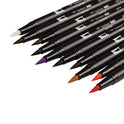 Tombow 56185 Marcadores artísticos de doble pincel, brillantes, paquete de 10. Mezclador, pincel y marcadores de punta fina