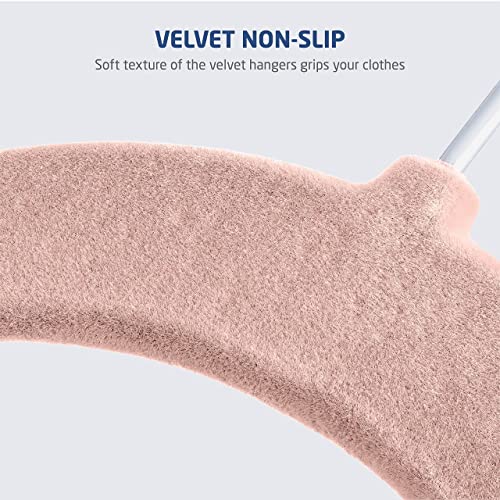 ZOBER - Perchas de terciopelo para pantalones de alta calidad, resistentes y duraderas, con clips de metal, gancho giratorio cromado de 360 grados, ultra delgadas, antideslizantes, con muescas