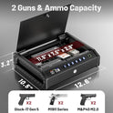 LOYMR - Caja fuerte para pistola biométrica, tapa gruesa de 2 mm para pistolas del hogar, pistola de acceso rápido segura con reloj y visualización de alimentación, caja de bloqueo de huellas dactilares con apertura automática y silenciosa para mesita de