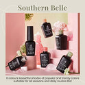 Beetles SOUTHERN BELLE Glitter Nude Gel Polish Set - 6 Colors Coral Green Light Blue Gel Polish Kit Soak off nail Lamp Nail Polish Gel Base and Top Coat Needed Starter Varnish Salon Design Gift Set