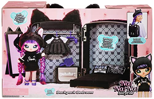 MGA Entertainment Na! Na! Na! Surprise 3 en 1 Mochila Dormitorio Black Kitty con Muñeca Tuesday Meow de Edición Limitada