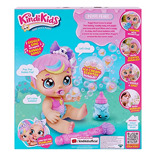 Kindi Kids Muñeca electrónica de 6.5 Pulgadas y 2 Accesorios - Poppi Pearl Bubble 'N' Sing