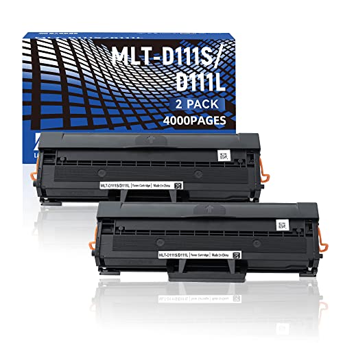 ZEOB Cartucho de tóner compatible con chip para Samsung MLT-D111S MLT-D111L, rendimiento de hasta 2 K para usar con impresora láser Samsung Xpress SL-M2020W M2020W SL-M2070FW M2070FW SL-M2070W M2070W (2 paquetes negros)