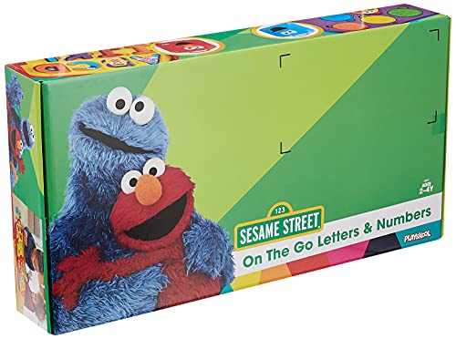 Sesame Street Letras y números sobre la marcha con Elmo & Cookie Monster, 2 fundas para llevar, juguete de aprendizaje para niños pequeños, niños a partir de 2 años