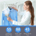 pursteam Full Size Garment Tela Steamer profesional heavy duty líder de la Industria 2.5 Litro (85 fl. oz.) tanque de agua de la Producción más de 60 min de vapor continuo con 4 Nivel vapor ajuste