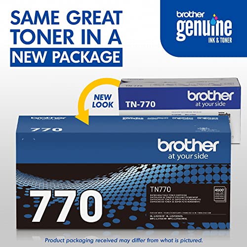 Brother TN770 Cartucho de tóner negro de alto rendimiento, hasta 4.500 páginas de rendimiento, cartucho de reposición de Amazon Dash