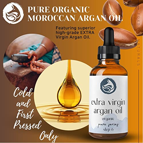 BEST ORGANIC Argan Oil for Hair, Face, Skin and Nails - 100% Pure Certified Organic Argan Oil - GUARANTEED to Provide Beautifully Healthy, Nutrient-Rich Moisture... Known as Liquid Gold for the HUGE list of Uses & Benefits - Anti Aging, Vitamin E - Cold P