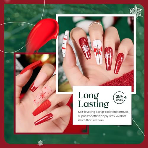 Beetles - Juego de 20 esmaltes de uñas de gel para otoño e invierno, color rojo, naranja y amarillo