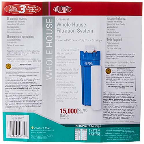 DuPont WFPF13003B Universal Whole House Sistema de filtración de agua de 15.000 galones