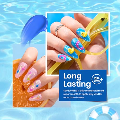 Beetles Gel Nail Polish Set - Pool Party Collection 6 Colors Turquoise Purple Blue Pink Neon Gel Polish Kit Rainbow Yellow Green Nail Gel Polish Soak Off LED Lamp DIY Home Salon Nail Art Gift