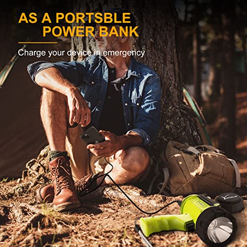 YIERBLUE - Foco recargable con LED de 20000 lúmenes, linterna de mano impermeable IP67 con filtro de luz roja desmontable, 10000 mAh de larga duración