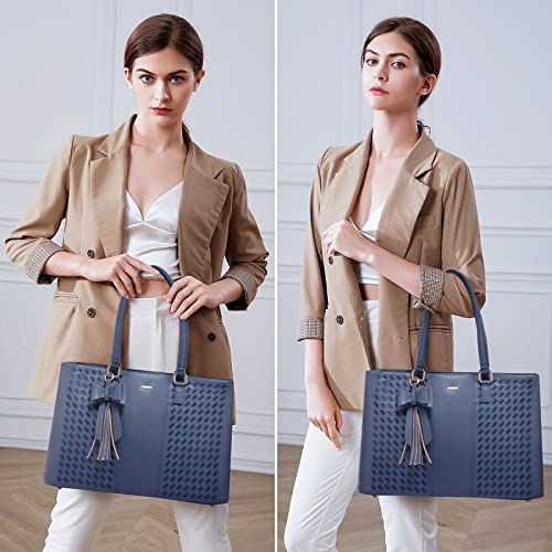 Bolsa de mano para portátil para mujer, de 15.6 pulgadas, impermeable, bolsa de computadora de piel, para negocios, oficina, trabajo, portafolios