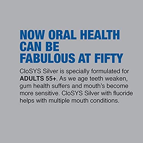 CloSYS Silver for Adults 55+ Fluoride Mouthwash, Gentle, Alcohol Free, 16 Ounce, (Pack of 2)