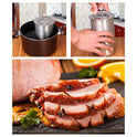 Máquina de jamón de acero inoxidable, prensa de carne con termómetro y 20 bolsas de cocina, olla de jamón a presión para carne casera