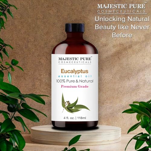 Majestic Pure Aceite esencial de eucalipto, puro y natural con grado terapéutico, aceite de eucalipto de calidad prémium