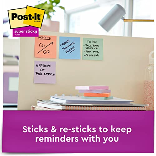 Post-it Bloc de notas adhesivas, con el doble de capacidad de adherencia, 7.62 cm x 7.62 cm, amarillo eléctrico, 45 hojas por bloc, tres blocs por paquete (3321-SSY)