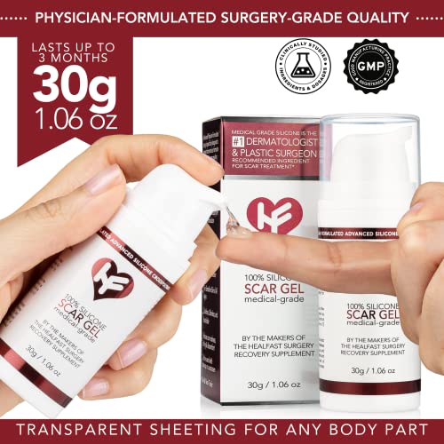 Physician Formulated Silicone Scar Gel - Advanced Crosspolymer Medical Grade Scar Cream for Face, Body, Surgery, C Section, Burn, Keloids & Hypertrophic Scars by Makers of HealFast Surgery Recovery