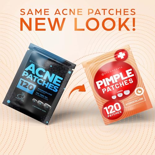 Parches para el acné (paquete de 120), parche hidrocoloide para el acné con aceite de árbol de té, parches para espinillas para la cara, parches de espinillas y calcomanías para espinillas, puntos de acné hidrocoloide para curar el acné con parches de esp