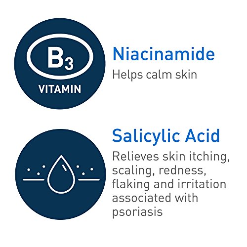 Limpiador CeraVe para tratamiento de psoriasis, 8 onzas, con ácido salicílico y urea para piel seca, alivio de picor, sin fragancia