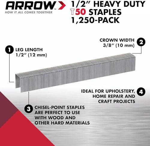 Arrow Fastener 508 1/2in. T50 auténtica flecha 1250pc Staple