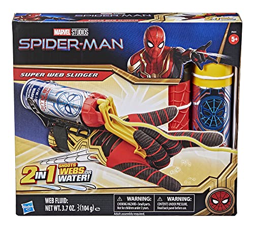 Marvel Spider-Man Super Web Slinger, Redes de Disparos 2 en 1 o Agua, Juguete de Disparo de Red Spider-Man, Juguetes de Juego de rol, Juguetes de Spider-Man para niños y niñas de 5 años