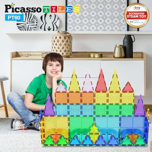 Picasso Tiles Clear 3d Magnetic Building Blocks, 60-piece