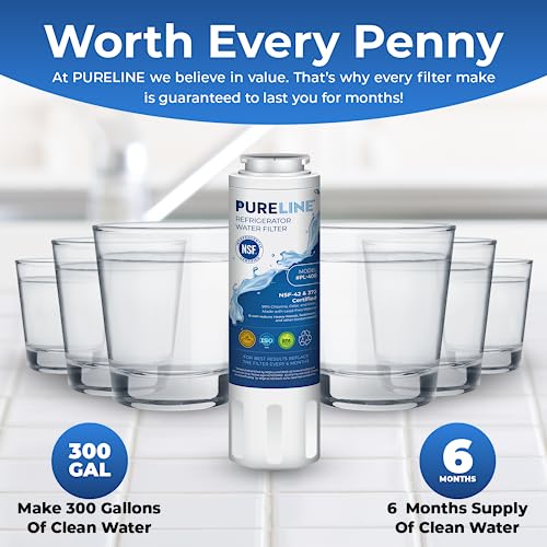 PURELINE UKF8001 Filtro de agua para refrigerador certificado por NSF y WQA, repuesto para Maytag UKF8001P, Whirlpool EDR4RXD1, filtro EveryDrop 4, PUR 4396395 Puriclean II, UKF8001AXX-200, 469006 (paquete de 2)