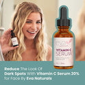 Vitamin C Serum 20% by Eva Naturals (1 oz) - Best Vitamin C Serum for Face, Offers Anti-Aging & Protection Against UV & Free Radical Damage - Hyaluronic Acid, Vitamin E & Turmeric - Enhanced Formula by Eva Naturals