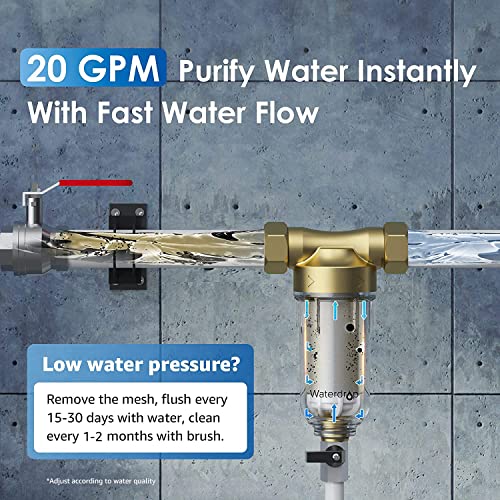 Waterdrop Filtro de agua de sedimentos reutilizable, sistema de prefiltración para toda la casa