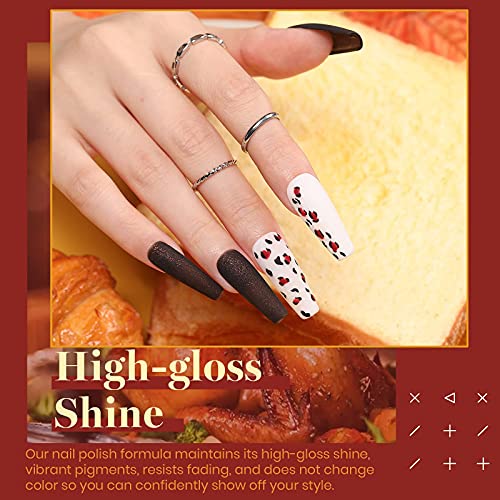 Beetles 20 Pcs Gel Nail Polish Kit-Cozy Campfire Fall Winter Orange Yellow Green Gel Nail Polish Set Colors Collection Soak Off LED Nail Lamp Base Top Coat Gel Nail Kit Christmas Thanksgiving Gifts
