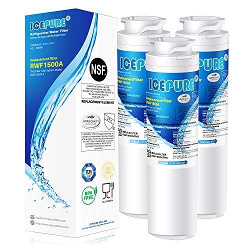 ICEPURE MSWF - Filtro de agua para frigorífico compatible con GE MSWF, 101820A, 101821B, RWF1500A, 3 unidades