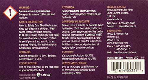 Breville BEC250 8-Pack Espresso Cleaning Tablets, White