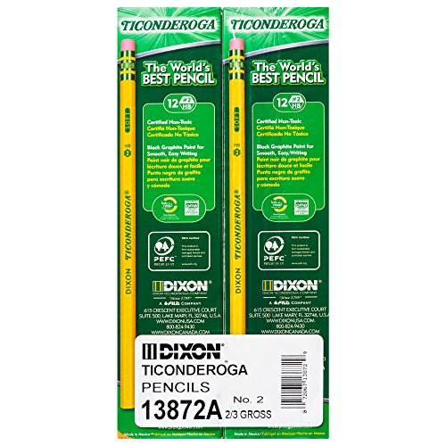 Dixon Ticonderoga Lápices #2 de madera, Woodcase, Pack of 96