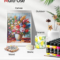 Fantastory Juego de pintura acrílica, 24 colores clásicos (2 onzas/60 ml), pintura profesional para manualidades, kit de suministros de arte para adultos y niños, lona, tela, roca, vidrio, piedra, cerámica, modelo, pintura de madera con 3 pinceles
