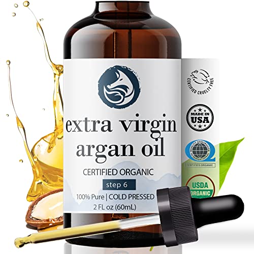 BEST ORGANIC Argan Oil for Hair, Face, Skin and Nails - 100% Pure Certified Organic Argan Oil - GUARANTEED to Provide Beautifully Healthy, Nutrient-Rich Moisture... Known as Liquid Gold for the HUGE list of Uses & Benefits - Anti Aging, Vitamin E - Cold P