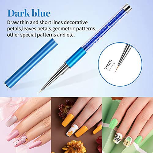Beetles Nail Art Liner Brushes 5Pcs Nails Gel Polish Painting Nail Art Design Brush Pen Set Aplicación de diamantes Rhinestone Handle Nail Puntting Painting Drawing Pen Sizes 5 7 9 11 20mm