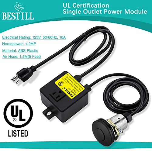 BESTILL Kit de interruptor de aire para eliminación de basura, botón de acero inoxidable, interruptor de encendido/apagado superior del fregadero para triturador de residuos de alimentos