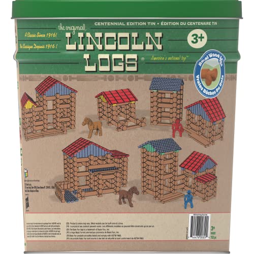 Lincoln Logs - Edición Centennial - 153 Piezas - Edades 3+ - Juguete Educativo Preescolar (Exclusivo de Amazon)