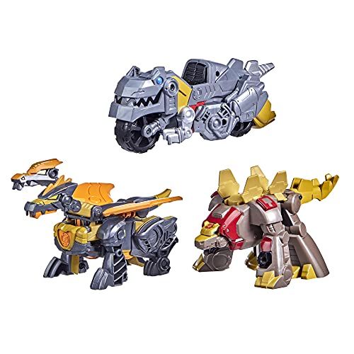 Transformers Dinobot Adventures Dinobot Squad Grimlock, Dinobot Snarl, and Predaking 3-Pack Converting Figures, 4.5-Inch Toys, Ages 3 and Up