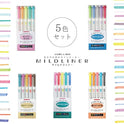 Zebra Highlighter Mildliner, juego de 5 colores amistosos