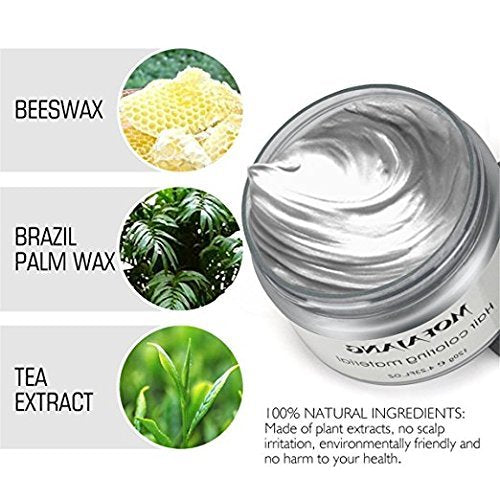 Cera temporal de color de cabello 4.5 oz instantánea peinado crema pomadas pelo peinado cera para fiesta cosplay fácil limpieza