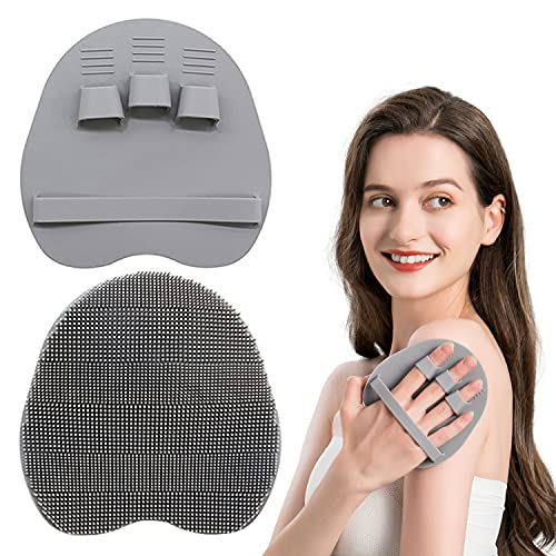 cepillo para polvo de ducha de silicona suave, cuerpo y cara y lavado de pelo corto, exfoliante exfoliante de masaje, guante de cepillado de piel seca, apto para pieles sensibles y todo tipo de piel