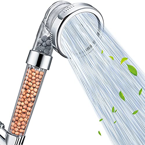 (Clear) - Shower Head, Ionic Filter Filtration High Pressure Water Saving 3 Mode Function Spray Handheld Showerheads for Dry Skin & Hair by Nosame