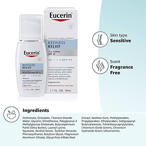 Home Comforts Eucerin Enrojecimiento Socorro Daily Perfecting Loción Amplio Espectro SPF 15 1,7 Onza