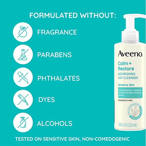 Aveeno Calm + Restore Triple Oat Hydrating Face Serum for Sensitive Skin, Gentle & Lightweight Facial Serum to Smooth & Fortify Skin