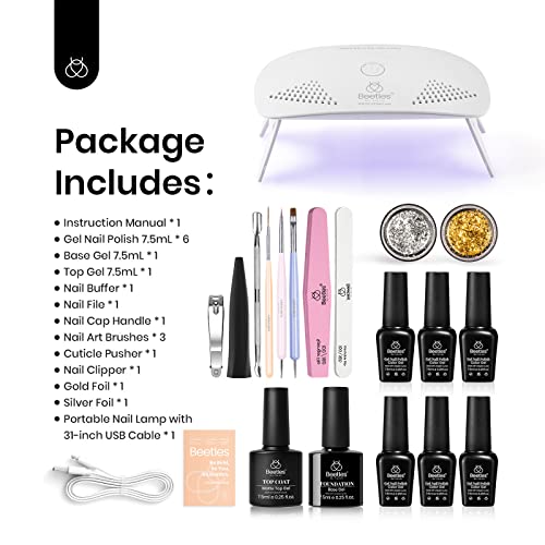 Beetles Gel Polish - Kit de esmalte de uñas en gel Beetles con luz UV, kit de inicio, colección Coffee Cafe, marrón neutro, beige, color malva, esmalte en gel, lámpara de uñas LED UV, base, capa superior de gel, bricolaje, regalo de manicura para el hogar