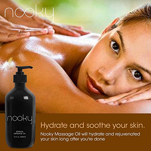 Nooky Massage Oil with 100% Premium Natural Ingredients. Relaxing Essential and Sweet Almond Oils for Massaging 16oz