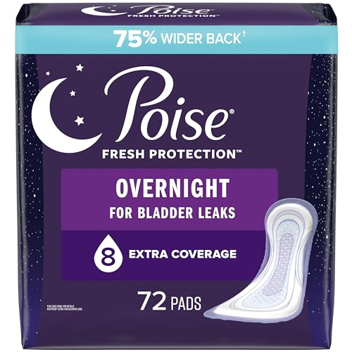 Poise Incontinence Overnight Pads, Ultimate Absorbency, Long, 27 Count (Pack of 4)